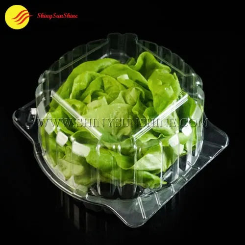 Lightweight clamshell container for lettuce made from PET plastic
