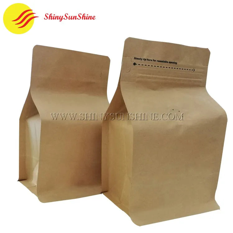 Custom Kraft paper foil bag with square bottom and printed branding for food packaging