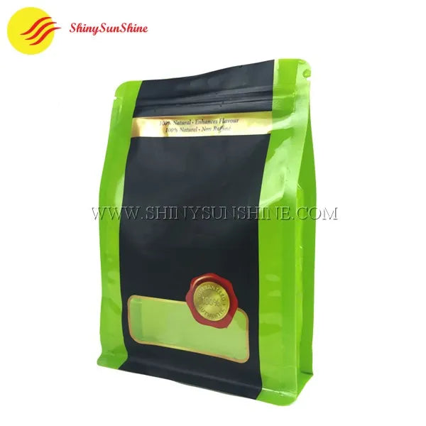 Empty 8-side sealed Mylar bag with zip lock closure and matte finish