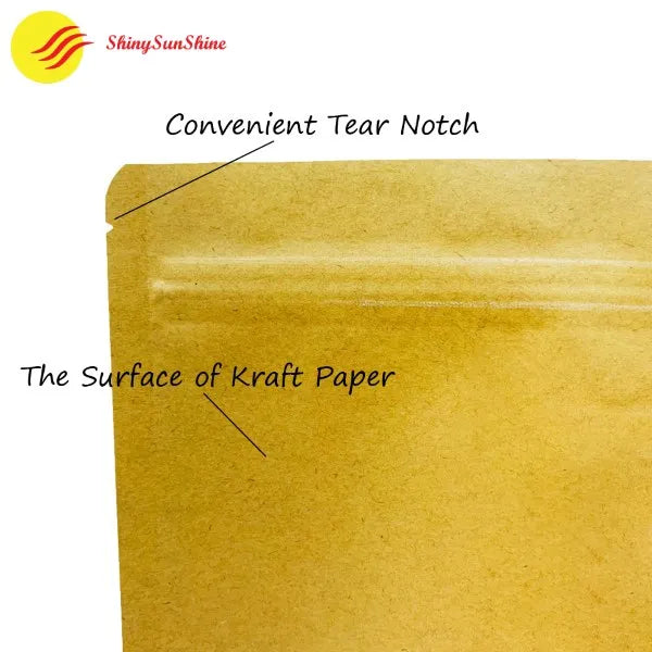 Eco-friendly Kraft paper stand-up pouch with flat bottom and custom print