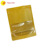 Eco-friendly Kraft paper stand-up pouch with flat bottom and custom print, top view