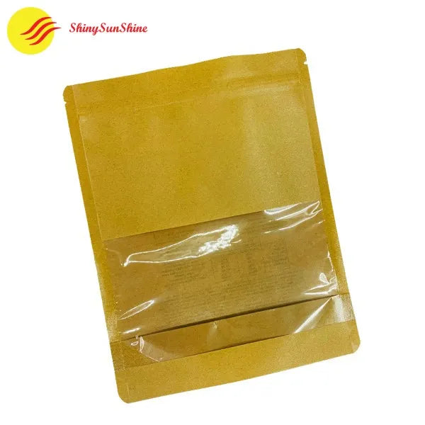 Eco-friendly Kraft paper stand-up pouch with flat bottom and custom print, top view