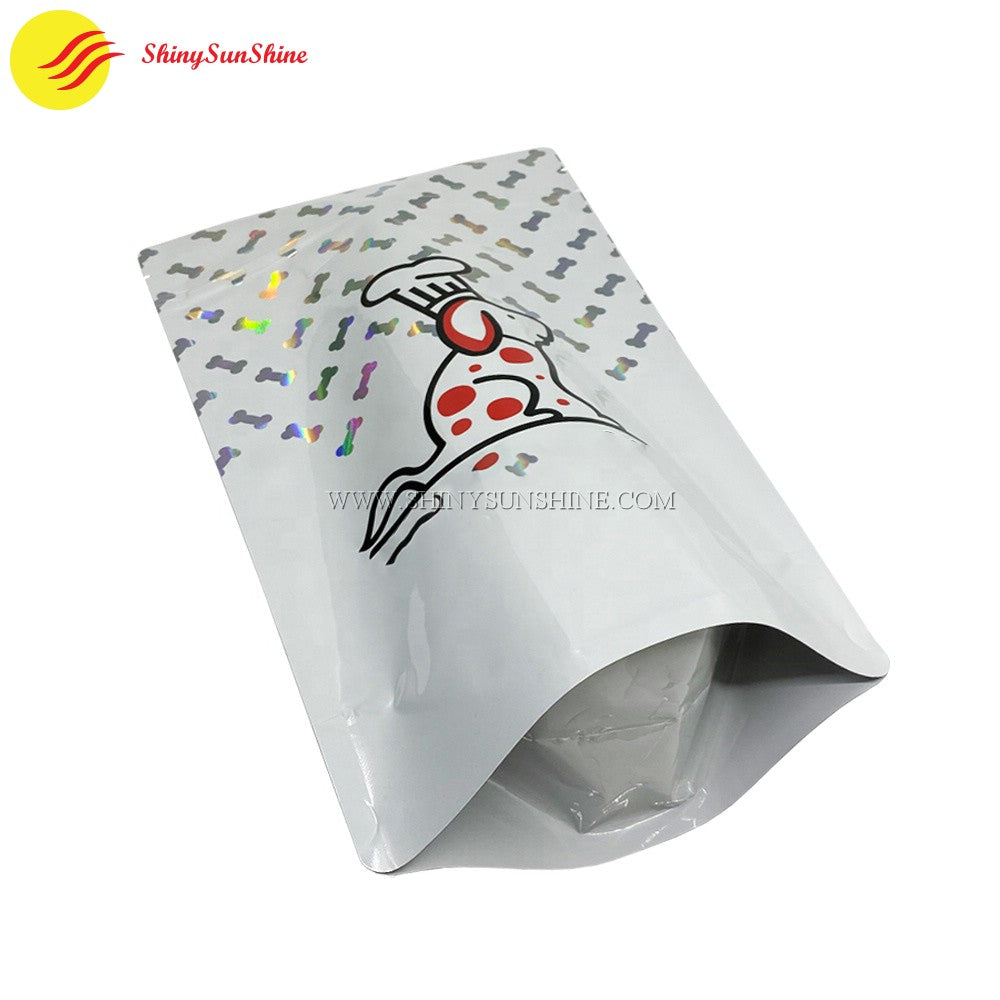 Premium holographic dog treat packaging that stands out on the shelf