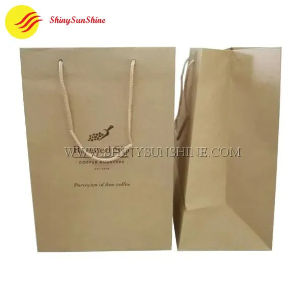 Rustic kraft paper tote with custom design and strong carry handles