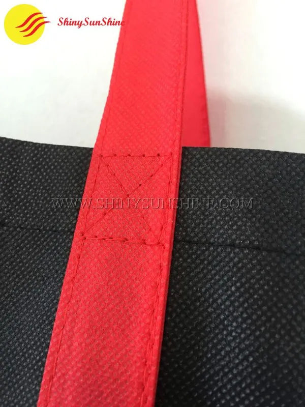 Custom foldable non-woven tote shopping bag with snap closure and reinforced handles
