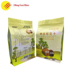 Food-safe flat bottom bag with matte finish and resealable top, ideal for dry goods