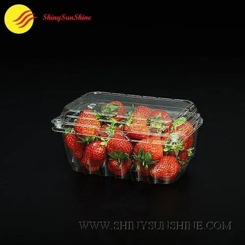 Clear plastic container with strawberries 