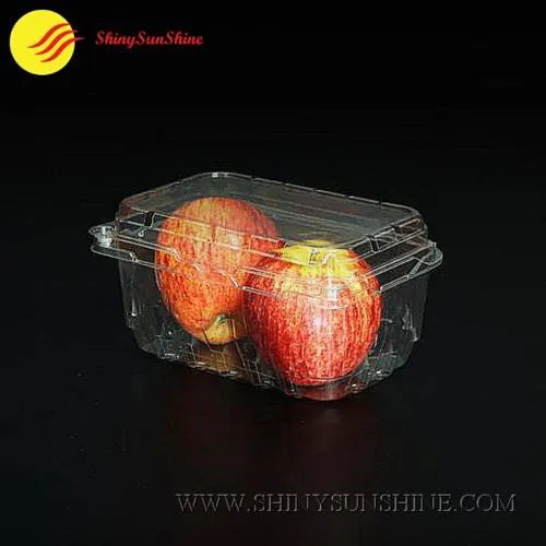 Clear plastic container with apples