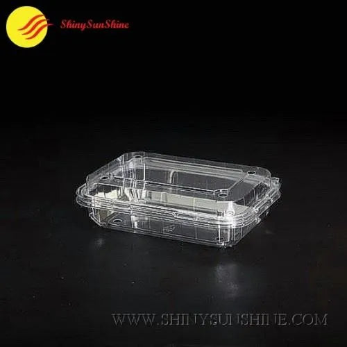 Crystal-clear clamshell tray with flat lid and molded base for produce