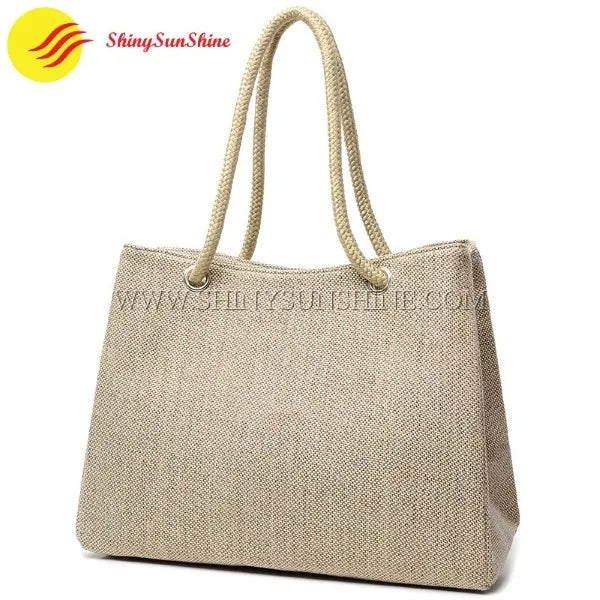 Custom Durable natural jute fiber tote bag with reinforced seams and spacious interior