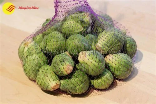 Custom mesh food packaging bag photographed in retail setting with product inside