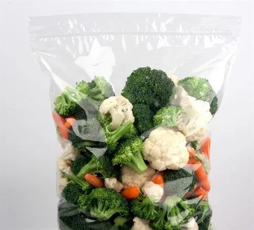 Custom packaging bag for fresh vegetables with breathable mesh design and printed branding