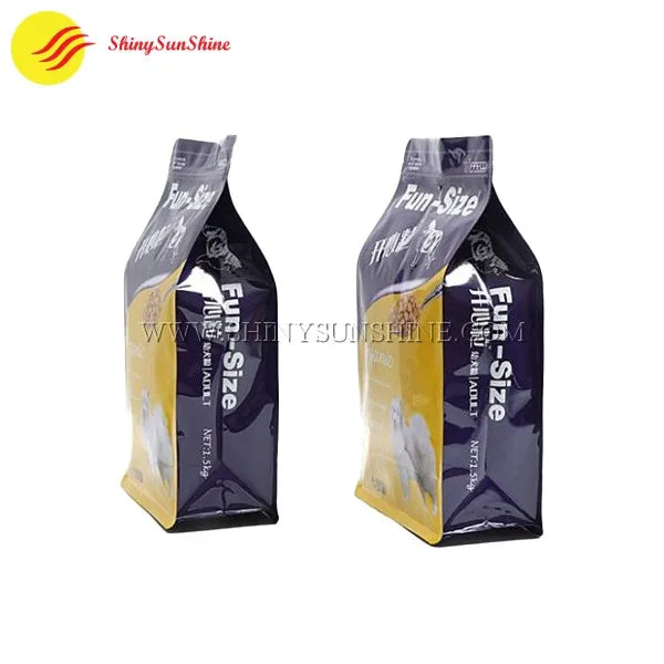 Clear plastic pouch for food items featuring custom graphics and gusseted bottom