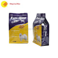 Custom plastic food packaging bag with resealable ziplock and printed brand label