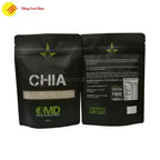 Stand-up plastic seed bag with gusseted bottom and vibrant botanical-themed design