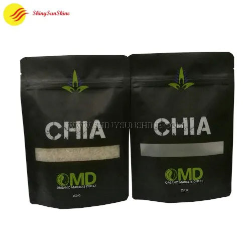 Custom plastic seed packaging bag with printed label and resealable ziplock closure