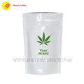 Custom printed Mylar pouch for cannabis with resealable zipper and bold branding