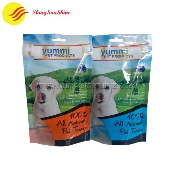 Minimalist dog treat bag with clean custom logo and matte texture finish