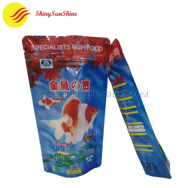 Custom printed stand-up pouch for food with resealable ziplock and vibrant branding