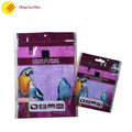 Clear window bird feed pouch with zip-lock closure and printed nutritional info
