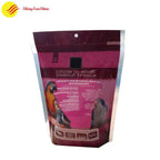 Minimalist bird food pouch with clean branding, matte texture, and resealable top