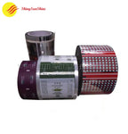 Custom-printed plastic roll film bag with glossy finish and centered brand logo