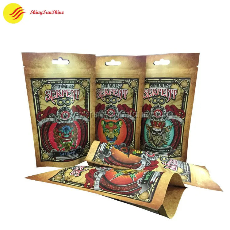 Sustainable kraft cannabis pouch with stand-up design and custom branding — ideal for dispensaries