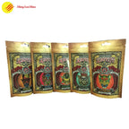 Custom printed kraft packaging for cannabis with odor-resistant lining and upright display
