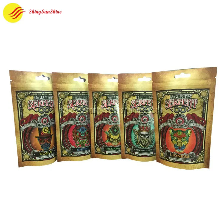 Custom printed kraft packaging for cannabis with odor-resistant lining and upright display