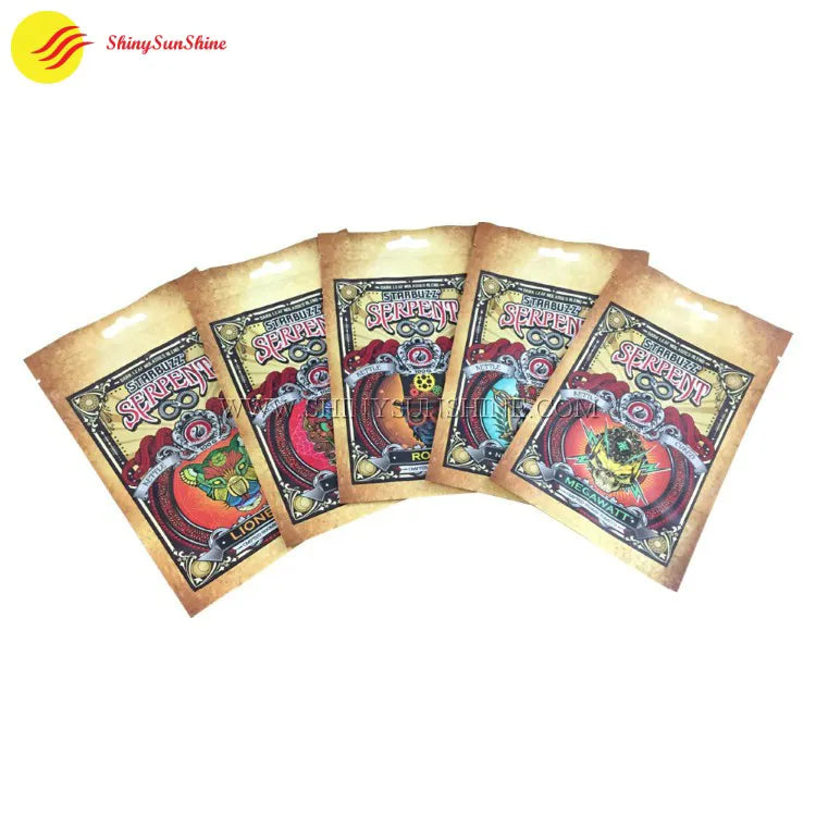 Custom kraft paper stand-up pouch for cannabis products with resealable zipper