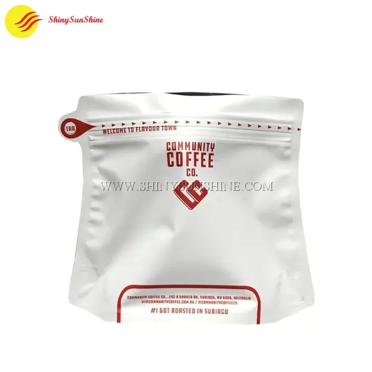 Special-shape coffee packaging bag featuring gusseted bottom and resealable zipper
