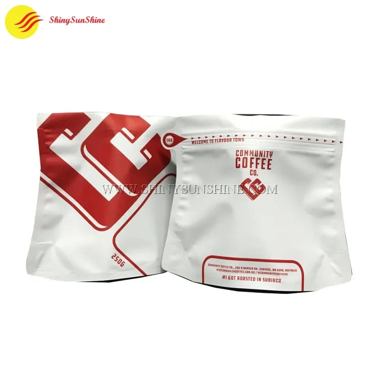 Specialty coffee packaging bag with ergonomic design and zip-lock closure