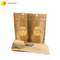 Matte finish Kraft paper pouch with resealable zipper and natural texture
