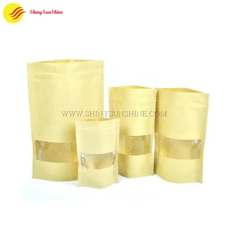 Brown Kraft zipper bag with clean branding, moisture barrier, and tear notch