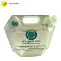 Custom printed stand-up liquid pouch with nozzle spout and bold branding