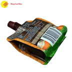 Flexible upright juice packaging bag featuring resealable spout and colorful branding